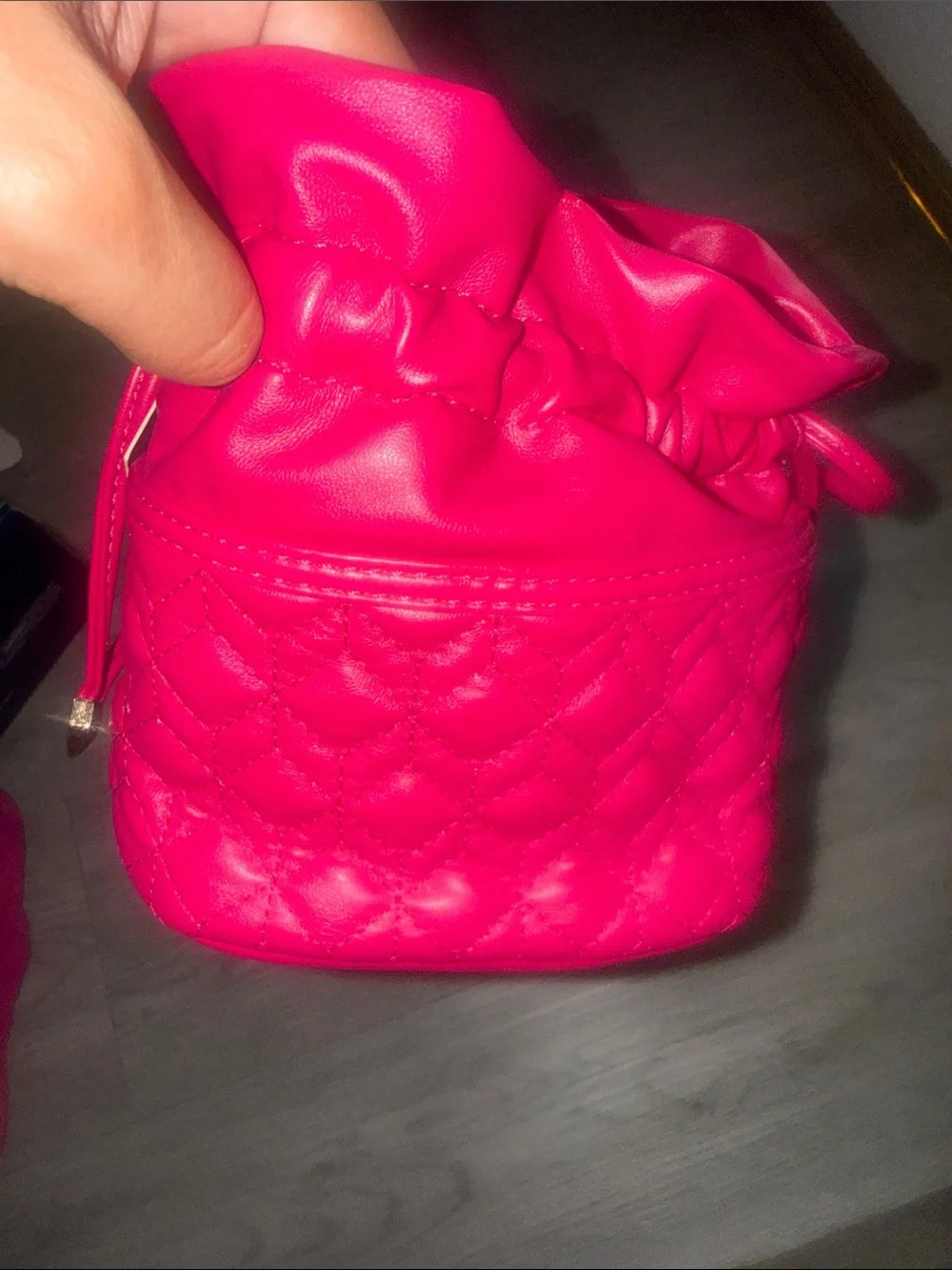 Fuchsia Drawstring Cosmetic Bag Set - Unbranded